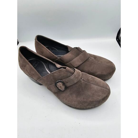 DANSKO brown Suede Buckle Slip On Clogs 40 - Picture 1 of 9